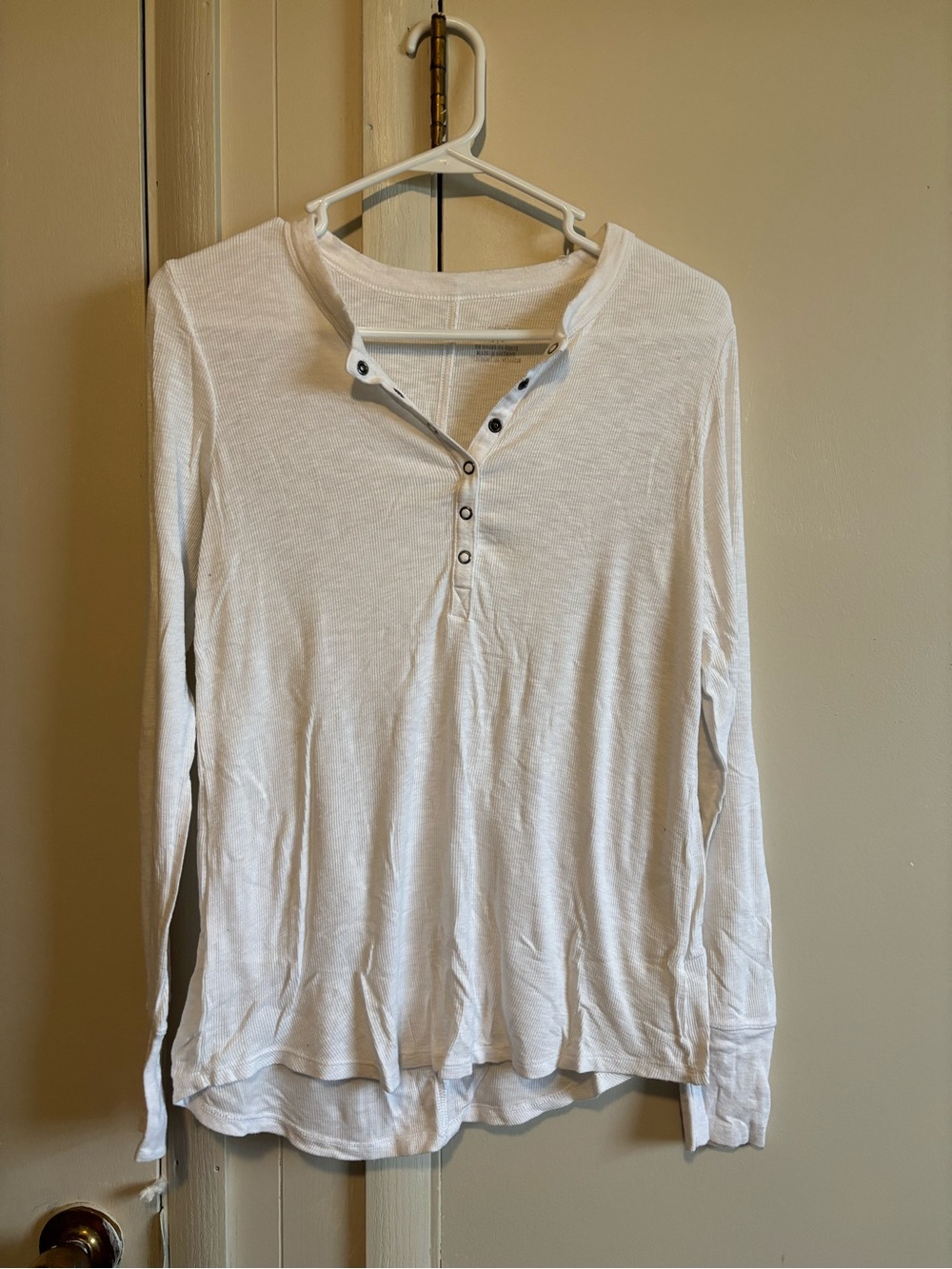 aerie White Long-Sleeve Henley Top